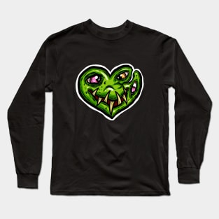 Zombie Heart Smile Eyes Green Valentines Day Long Sleeve T-Shirt